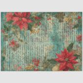 Classic Handwritten Poinsettia Christmas Holiday Tissuepapier (Voorkant)