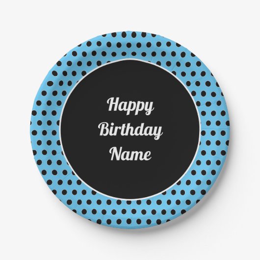 Classic Happy Birthday Retro Polka Dot Paper Bord (Voorkant)