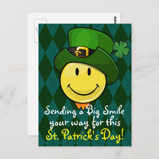 Classic Happy Face met een Iers kabouter Pet Briefkaart (Voorkant / Achterkant)