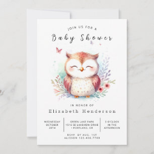 Classic Happy Owl Baby shower Kaart