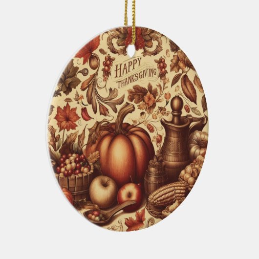 /Classic Happy Thanksgiving Keramisch Ornament (Rechts)