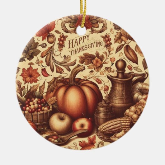 /Classic Happy Thanksgiving Keramisch Ornament (Voorkant)