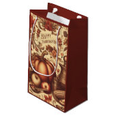 /Classic Happy Thanksgiving Klein Cadeauzakje (Achterkant Gekanteld)