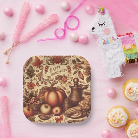 /Classic Happy Thanksgiving Papieren Bordje (Feest)