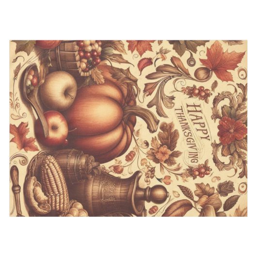 /Classic Happy Thanksgiving Tafelkleed (Voorkant (Horizontaal))