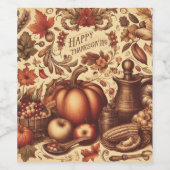 /Classic Happy Thanksgiving Wijn Etiket (Enkel label)