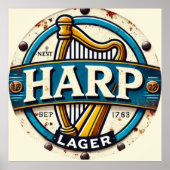 Classic Harp Lager Beer Logo Round Poster (Voorkant)