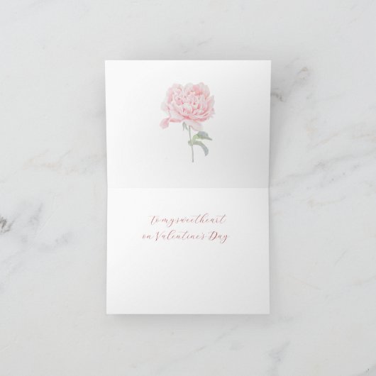 Classic Hart en Bloemen Valentijnsdag Kaart (Binnen)