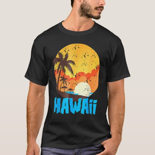 Classic Hawaiian Palm Beach Hawaii Cool 70's 80's T-shirt (Voorkant)