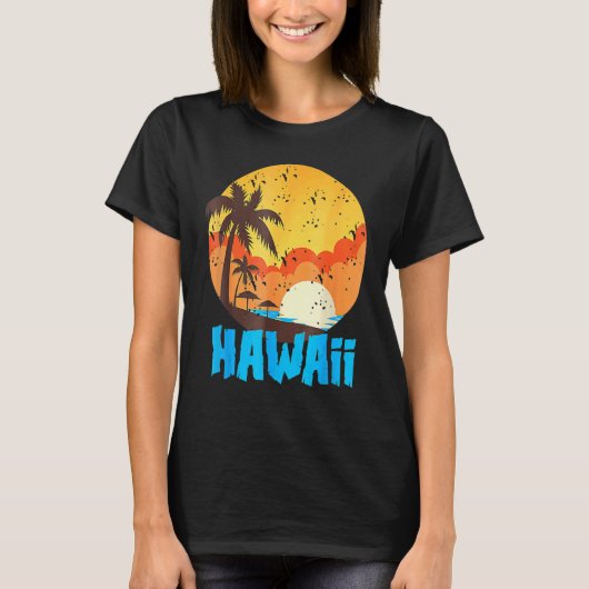 Classic Hawaiian Palm Beach Hawaii Cool 70's 80's T-shirt (Voorkant)