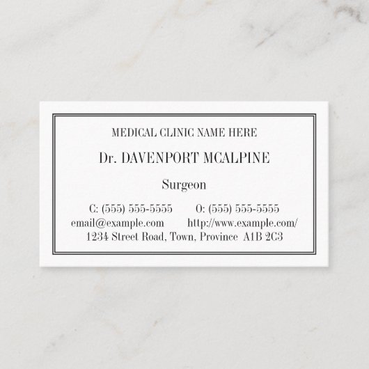 Classic Health Care Professional Visitekaartje (Voorkant)