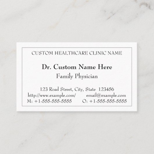 Classic Healthcare Professional Visitekaartje (Voorkant)