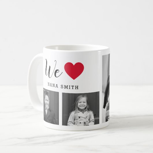 Classic Heart EDITABLE COLOR Custom Photo Mok (Voorkant links)