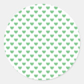 Classic Hearts Summer Green - White Ronde Sticker (Voorkant)