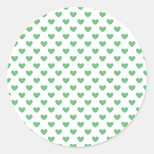 Classic Hearts Summer Green - White Ronde Sticker (Voorkant)