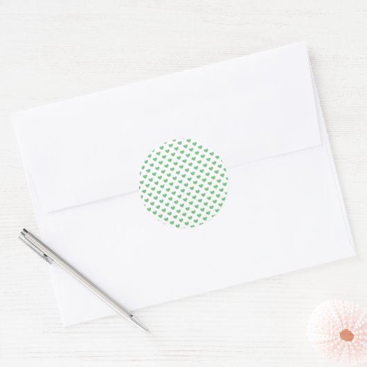 Classic Hearts Summer Green - White Ronde Sticker (Envelop)