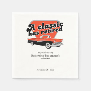 Classic heeft Pensioen Rood Auto Afscheidsparty Servet