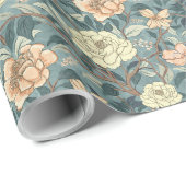 Classic Heirloom Flowers on Dusty Teal Cadeaupapier (Rol Hoek)
