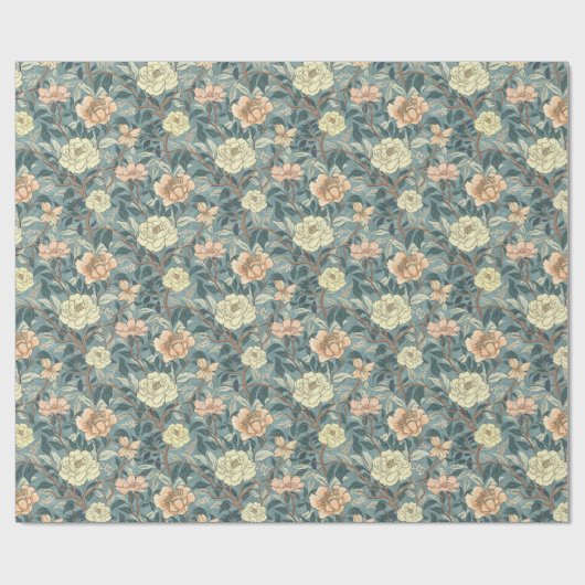 Classic Heirloom Flowers on Dusty Teal Cadeaupapier (Vlak)
