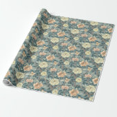 Classic Heirloom Flowers on Dusty Teal Cadeaupapier (Uitgerold)