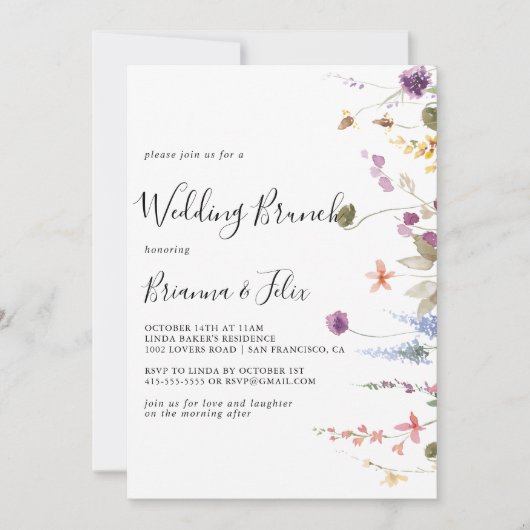 Classic Herfst Kleurrijke Wilde Bloemen Huwelijksb Kaart (Voorkant)