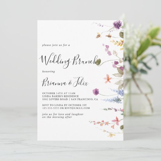 Classic Herfst Kleurrijke Wilde Bloemen Huwelijksb Kaart (Staand voorkant)