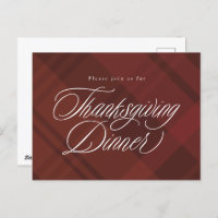 Classic herfst plaid Thanksgiving Dineruitnodiging