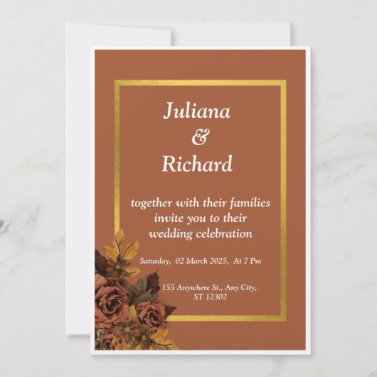 Classic Herfst Roos Uitnodiging (Voorkant)