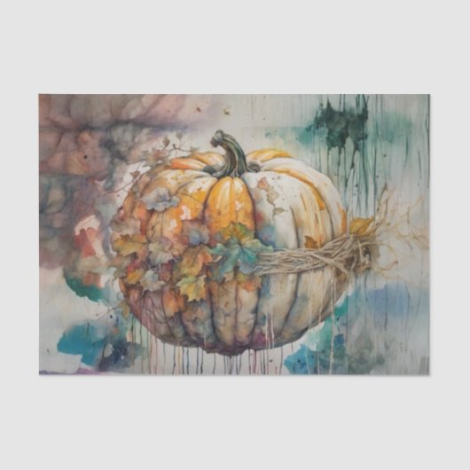 Classic Herfst Waterverf Pompoen Decoupage Tissuepapier (Voorkant)