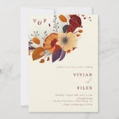 Classic Herfst Wildflower Initiaal Naam Wedding Kaart (Voorkant)
