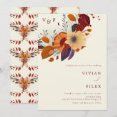 Classic Herfst Wildflower Initiaal Naam Wedding Kaart (Voorkant / Achterkant)