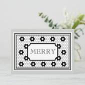 Classic Hex tegel ontwerp vrolijke vakantie kaart (Staand voorkant)