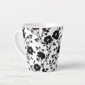 Classic High Contrast Black Floral Silhouette Latte Mok (Linkerhoek)