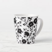 Classic High Contrast Black Floral Silhouette Latte Mok (Rechterhoek)