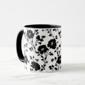 Classic High Contrast Black Floral Silhouette Mok (Voorkant links)