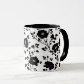 Classic High Contrast Black Floral Silhouette Mok (Voorkant rechts)