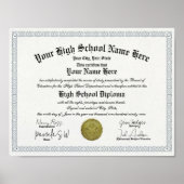 Classic High School Diploma Sjabloon Replica Poster (Voorkant)
