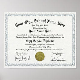 Classic High School Diploma Sjabloon Replica Poster