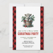 Classic highland cow Christmas invite red florals Kaart (Voorkant)