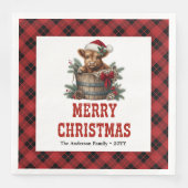 Classic highland cow Christmas napkins red black  Servet (Voorkant)