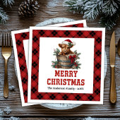 Classic highland cow Christmas napkins red black Servet
