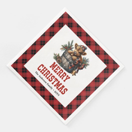 Classic highland cow red black tartan napkins servet (Hoek)