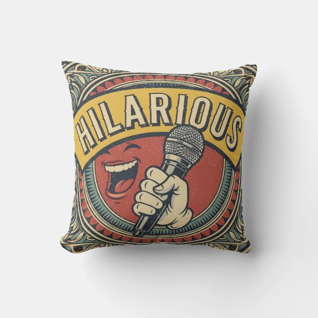 Classic Hilarious Mic Throw Pillow Kussen (Voorkant)
