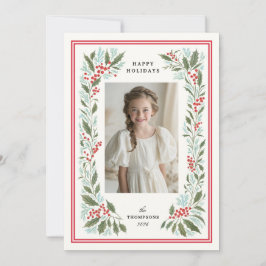 Classic Holiday Berry Border | Wenskaart Feestdagenkaart