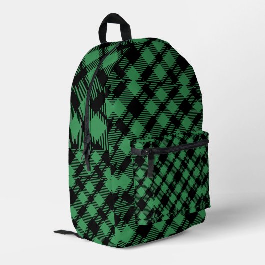 Classic Holiday Green Checkered Pattern  Bedrukte Rugzak (Achterkant Hoek Links)