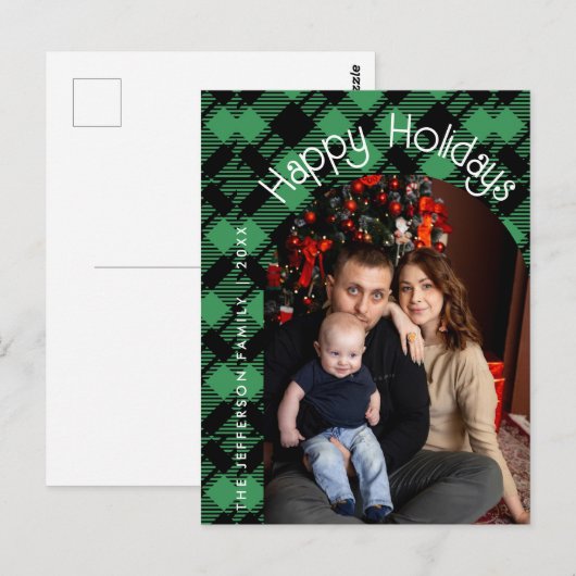 Classic Holiday Green Checkered Pattern Briefkaart (Voorkant / Achterkant)