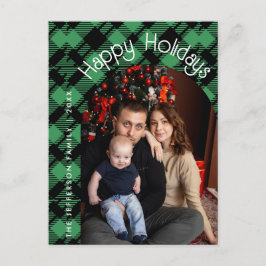 Classic Holiday Green Checkered Pattern  Briefkaart