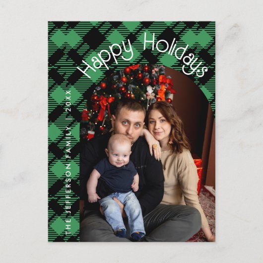 Classic Holiday Green Checkered Pattern Briefkaart (Voorkant)