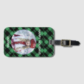 Classic Holiday Green Checkered Pattern Custom Bagagelabel (Voorkant (horizontaal))