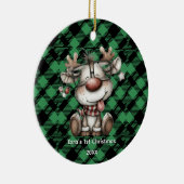 Classic Holiday Green Checkered Pattern Custom Keramisch Ornament (Rechts)